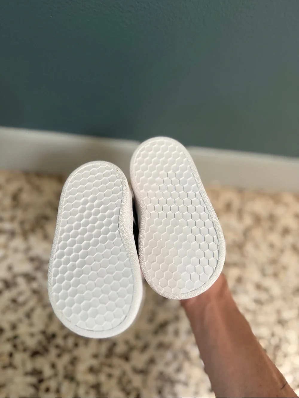 adidas White Kids Sneakers with Black Stripes and Velcro
